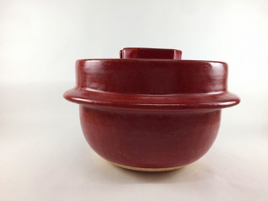 【直火可】3合用羽釜鍋　赤楽　24.5cm　有田焼(j.R)