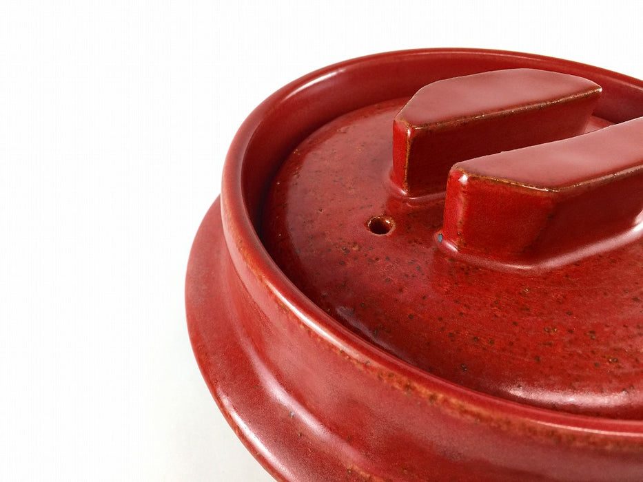 【直火可】3合用羽釜鍋　赤楽　24.5cm　有田焼(j.R)