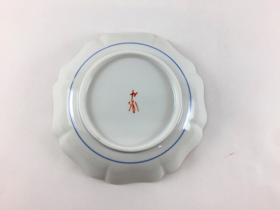 13cm輪花皿　赤絵鳳凰　九谷焼(j.R)