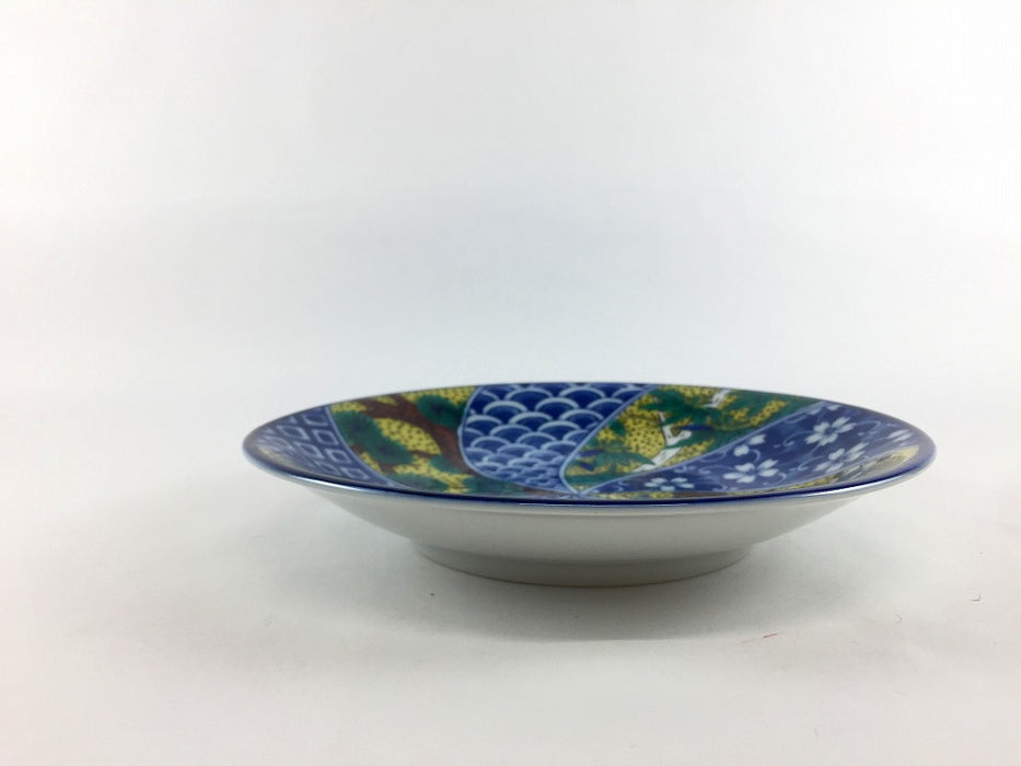 16cm丸皿　吉田屋松竹梅　九谷焼(j.R)