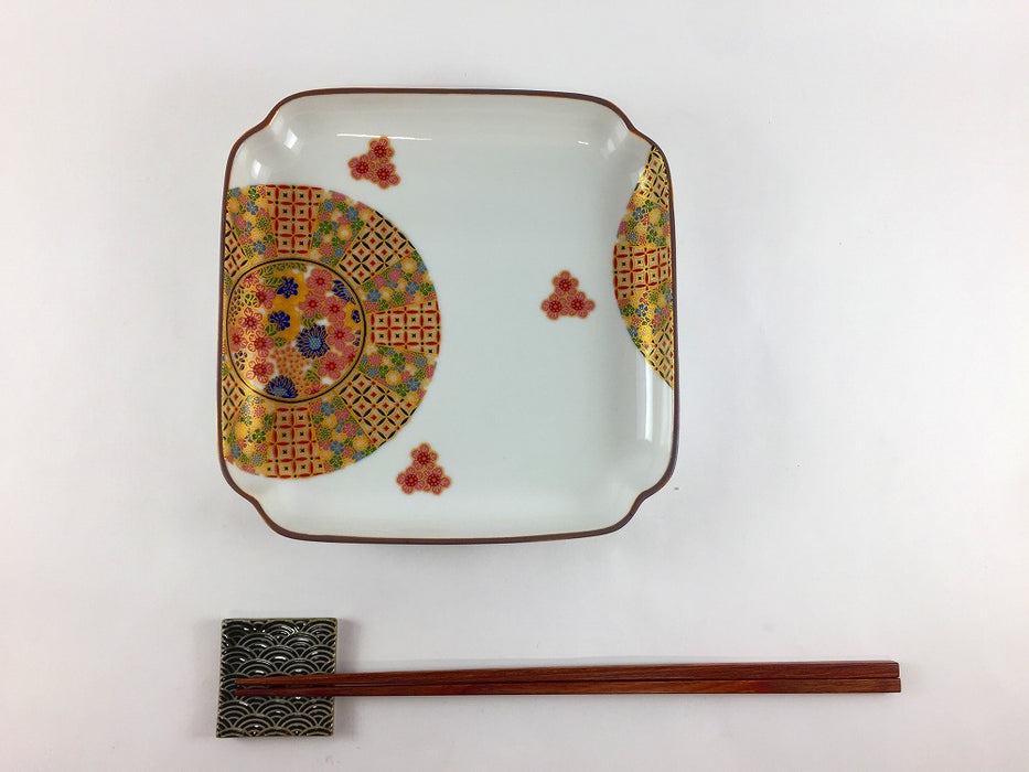 16cm木甲皿　小紋花詰　九谷焼(j.R)