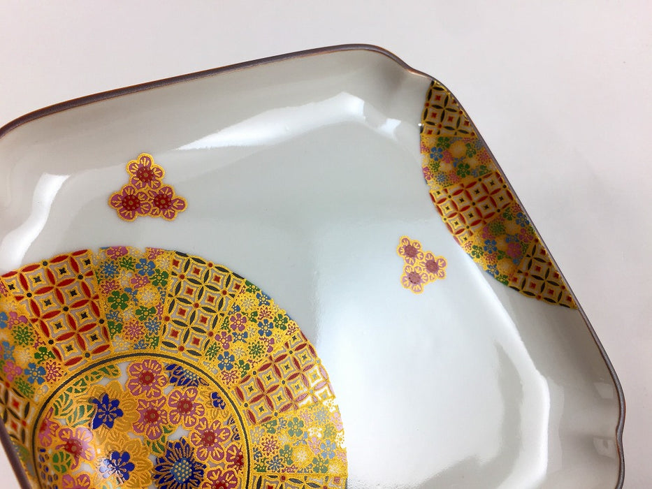 16cm木甲皿　小紋花詰　九谷焼(j.R)