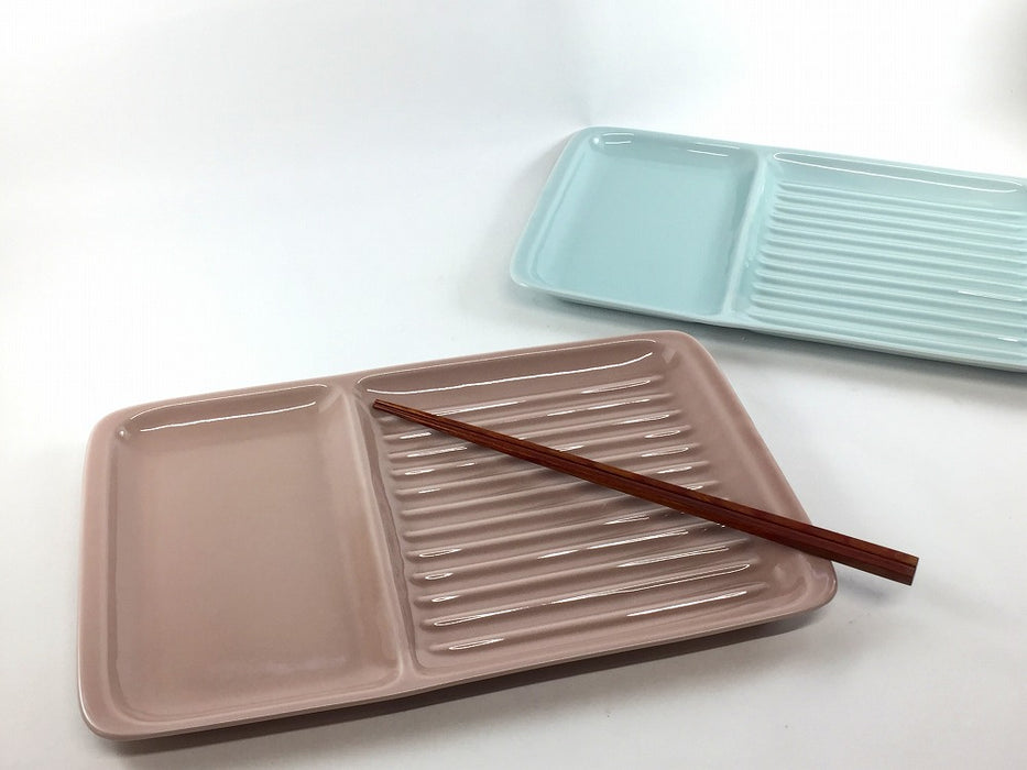 パンプレート　(青磁/うすピンク)　27.5cm　波佐見焼　(j.R)