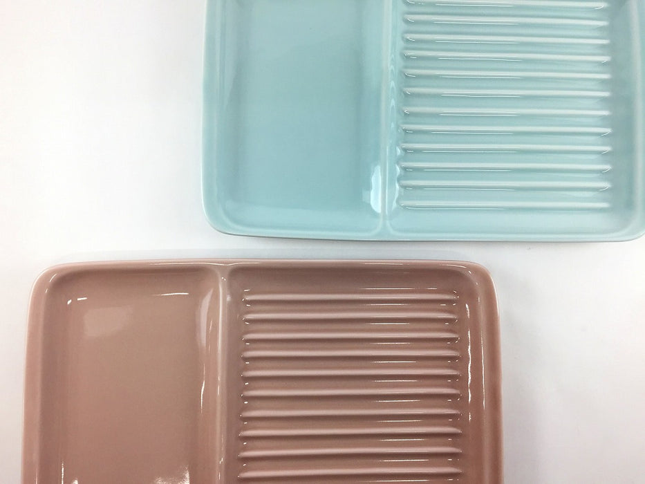 パンプレート　(青磁/うすピンク)　27.5cm　波佐見焼　(j.R)