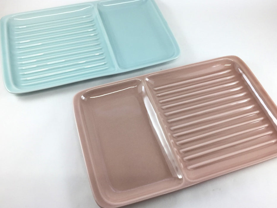 パンプレート　(青磁/うすピンク)　27.5cm　波佐見焼　(j.R)