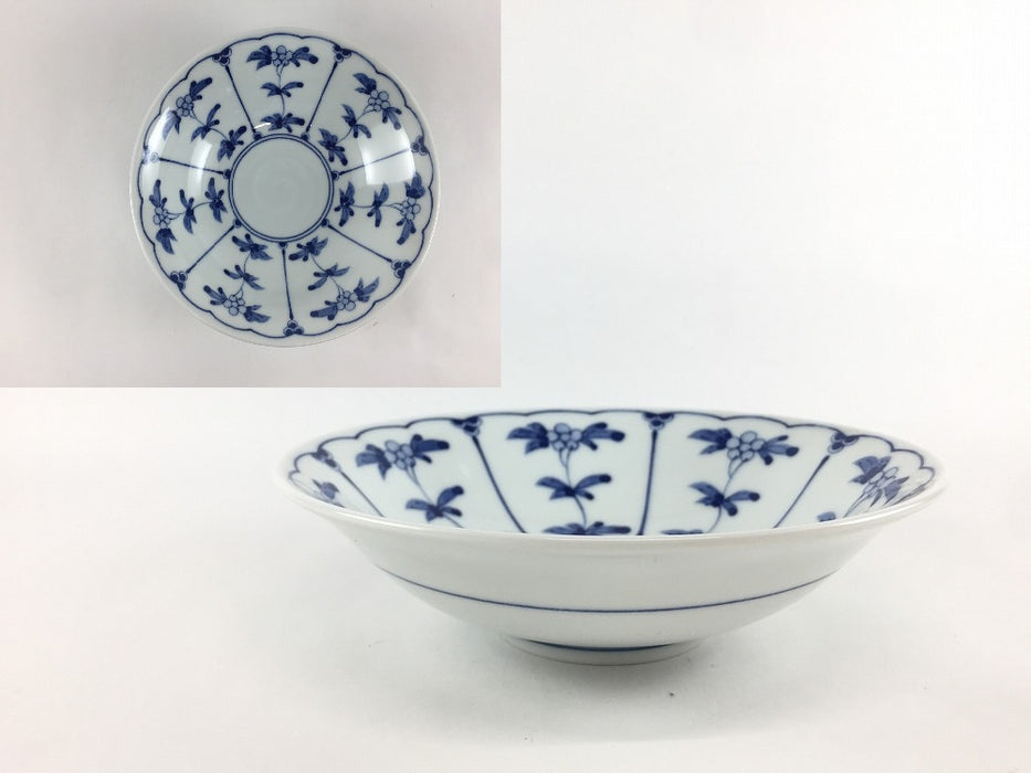 15cm平鉢(藍草花)　波佐見焼(j.R)