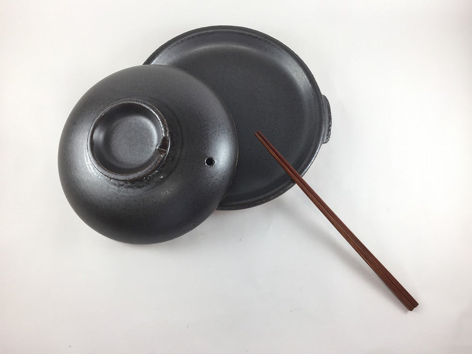 【SALE】【直火可】21cm蓋付陶板.黒　有田焼【訳あり】