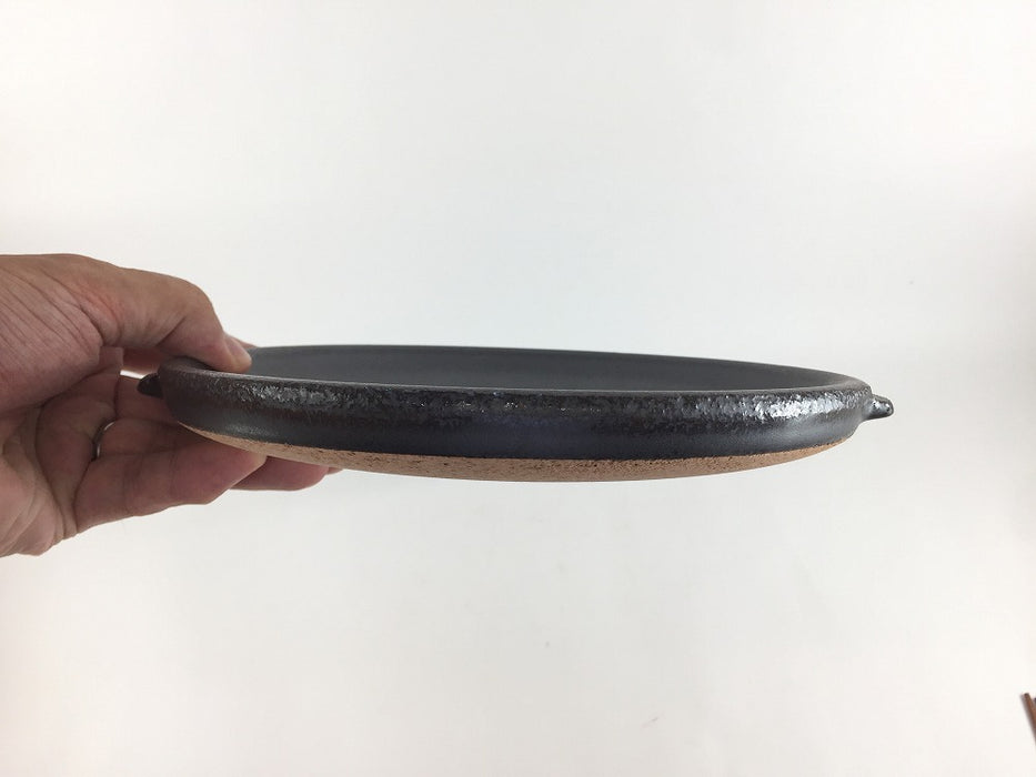 【SALE】【直火可】21cm蓋付陶板.黒　有田焼【訳あり】