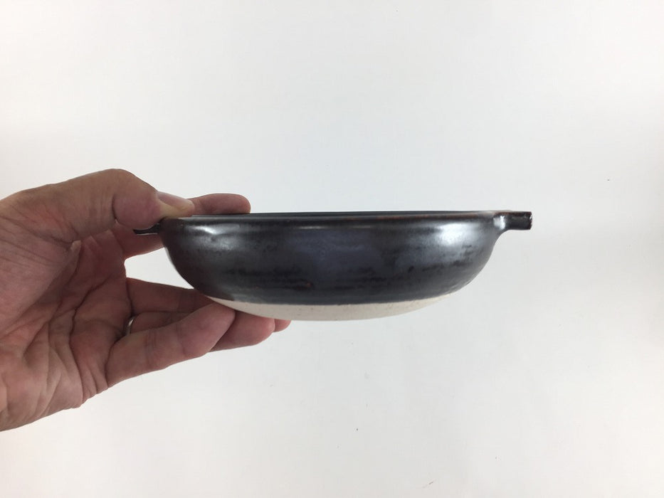【SALE】【直火可】17.5cm手付深陶板.茶黒　有田焼【訳あり】