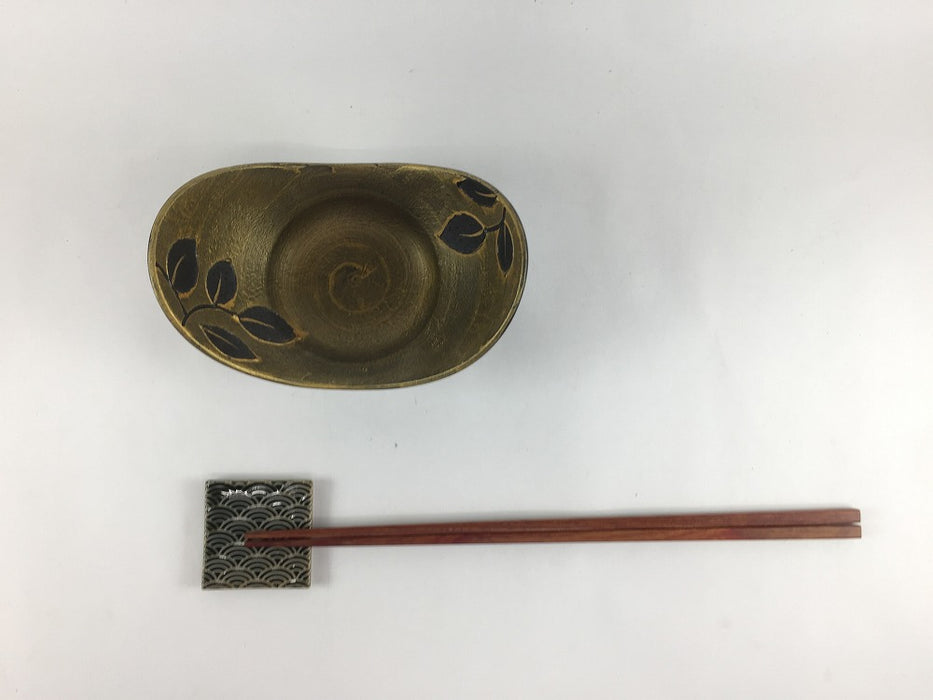 【SALE】12cm二葉小鉢.金黒リーフ　有田焼【訳あり】