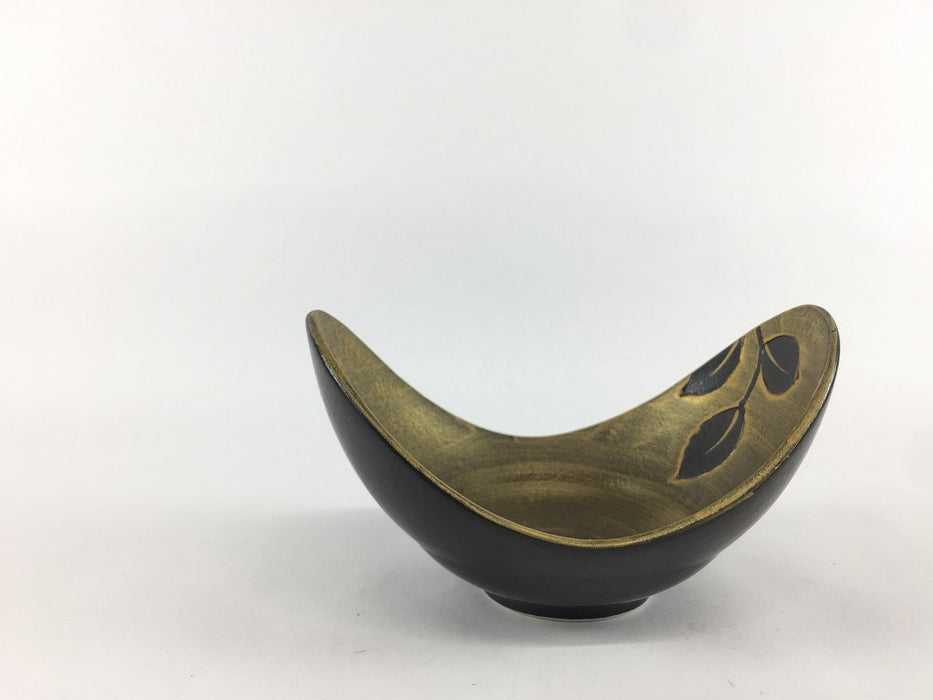 【SALE】12cm二葉小鉢.金黒リーフ　有田焼【訳あり】