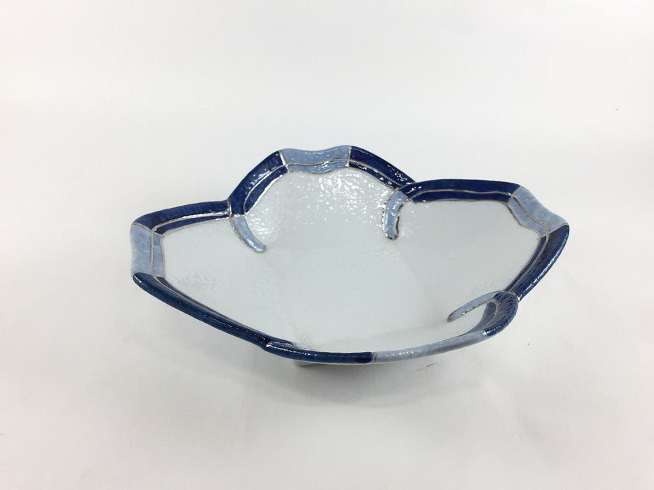 【SALE】19cmクローバー平鉢.濃淡藍銀線　有田焼【訳あり】