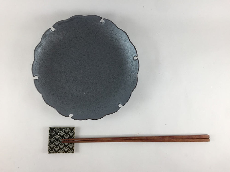 【SALE】16cm雪輪小皿.黒結晶　有田焼【訳あり】