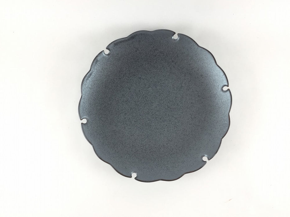 【SALE】16cm雪輪小皿.黒結晶　有田焼【訳あり】