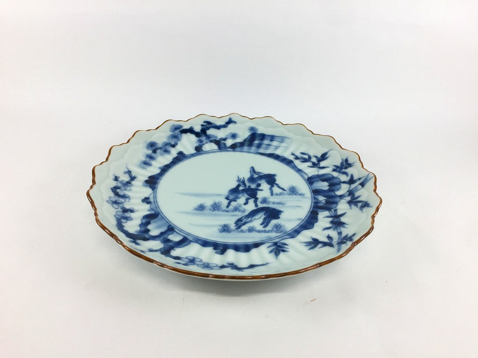 フォレスト 20cmプレート　古染鹿紋　有田焼(j.R)