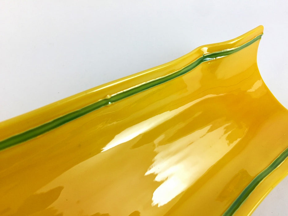 【SALE】筒長皿　黄緑線　40cm　有田焼【訳あり】