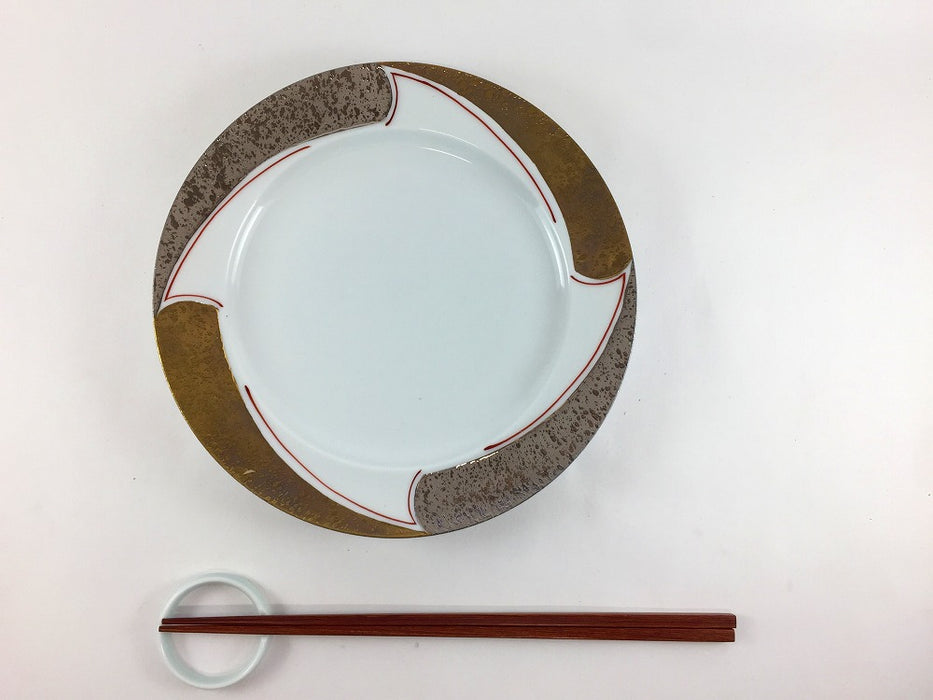 【SALE】金銀彩風車割　6.5寸皿　20cm　有田焼【訳あり】