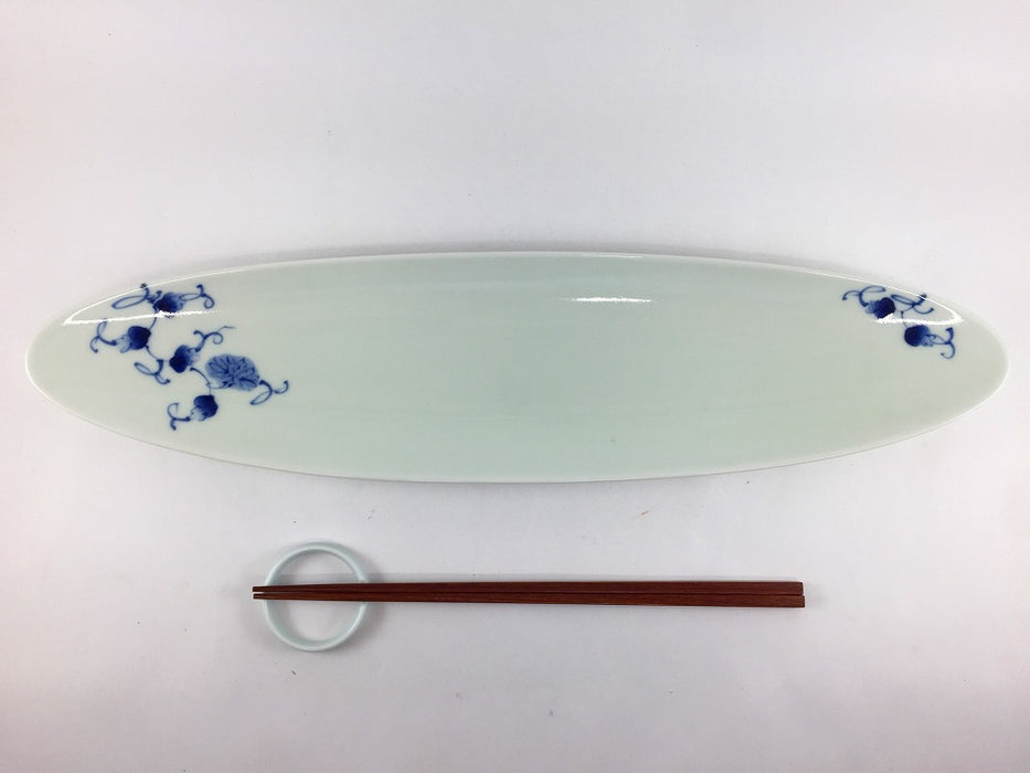 【SALE】染付唐草楕円長皿小　40cm　有田焼【訳あり】