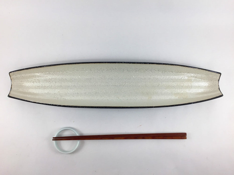 【SALE】黒パール舟長皿　36.5cm　有田焼【訳あり】