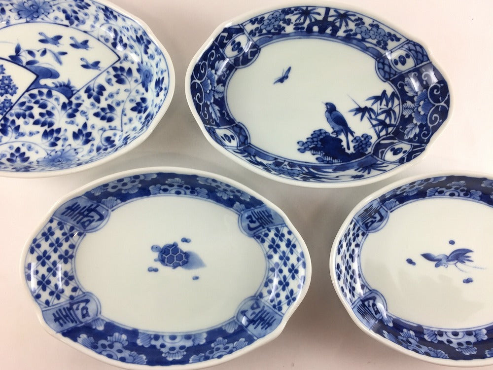 ナマコ皿 (花鳥/扇唐草/寿地紋つる/寿地紋カメ) 16cm 波佐見焼(j.R