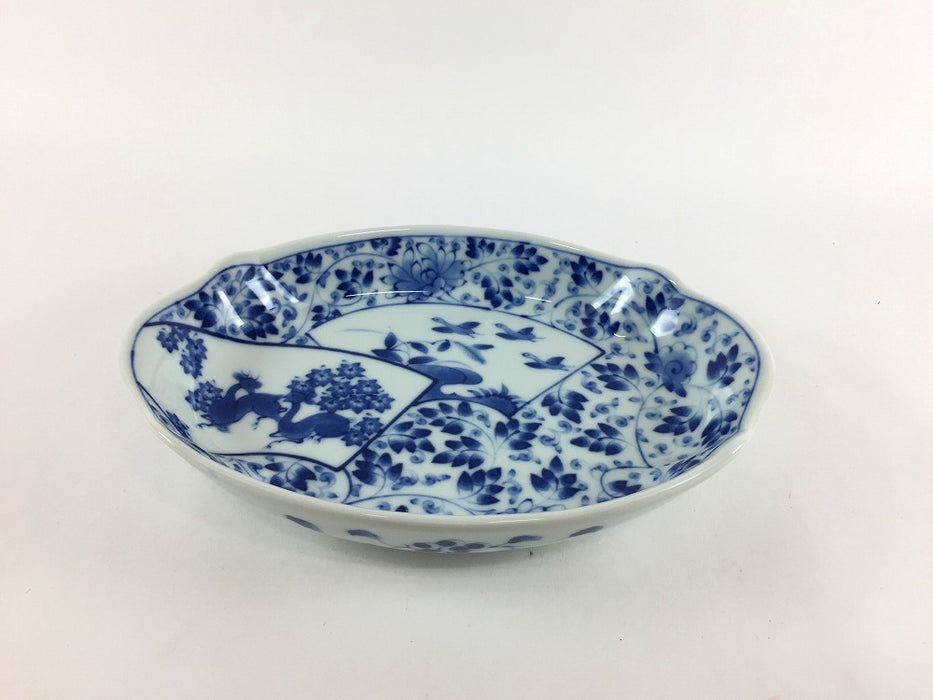 ナマコ皿　(花鳥/扇唐草/寿地紋つる/寿地紋カメ)　16cm　波佐見焼(j.R)