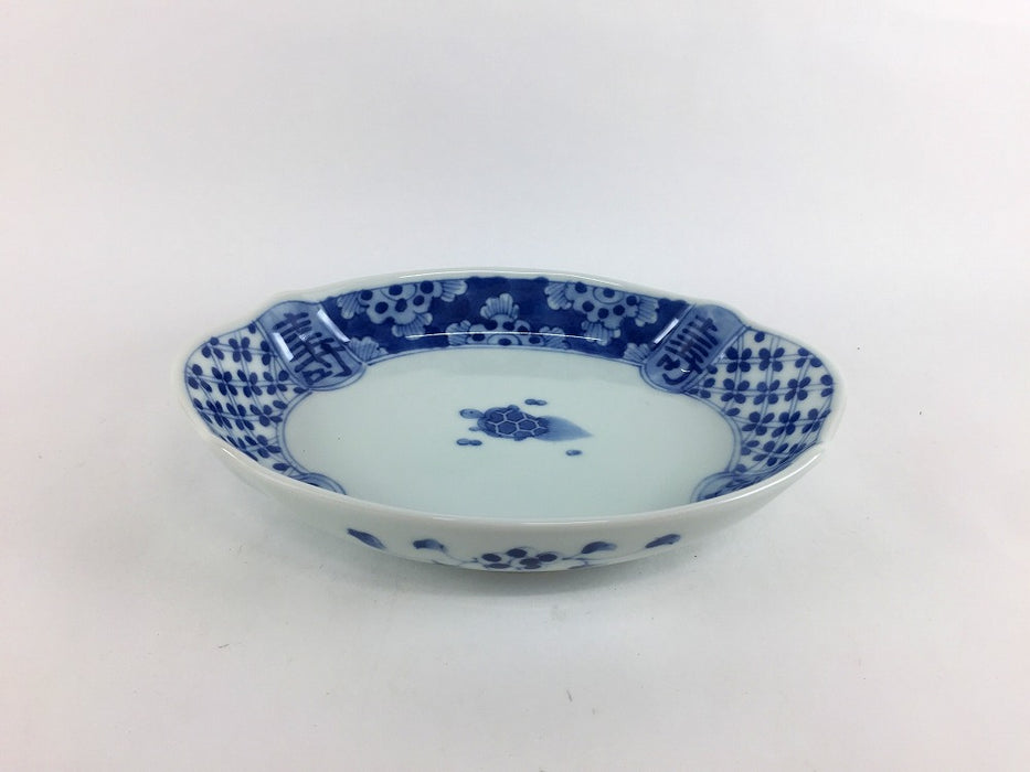 ナマコ皿　(花鳥/扇唐草/寿地紋つる/寿地紋カメ)　16cm　波佐見焼(j.R)