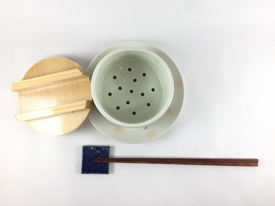 【SALE】蒸籠(セイロ)セット.蛍文様　15cm　有田焼(j.R)【訳あり】