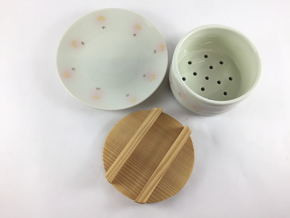 【SALE】蒸籠(セイロ)セット.蛍文様　15cm　有田焼(j.R)【訳あり】