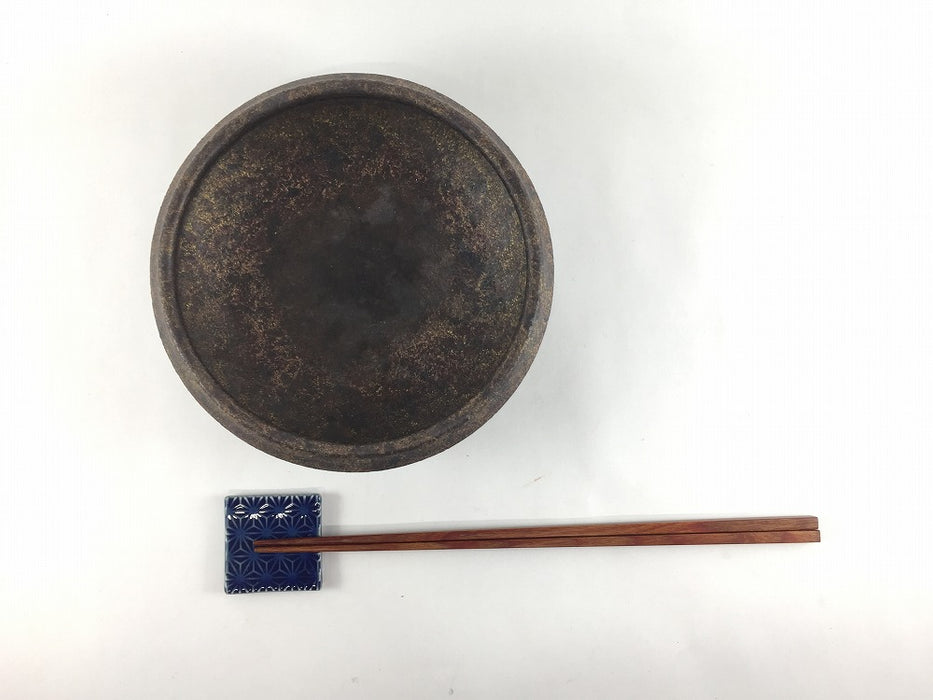 【SALE】【直火可】手作り)15cm丸鍋.黒土金彩　有田焼【訳あり】