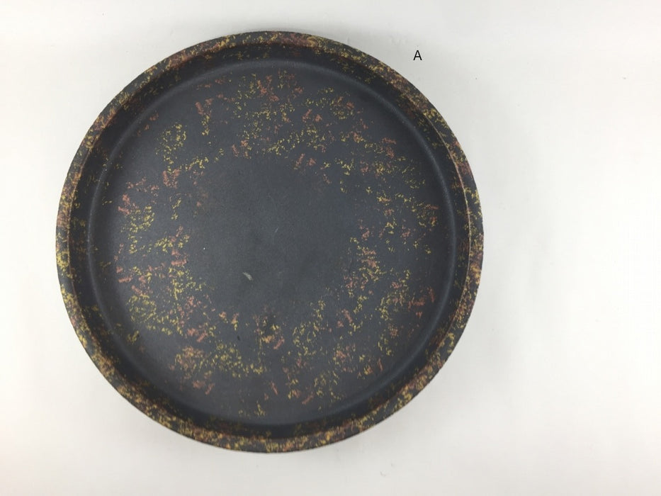 【SALE】245丸ステーキ皿　黒土金彩　(A/B)　25cm　有田焼【訳あり】