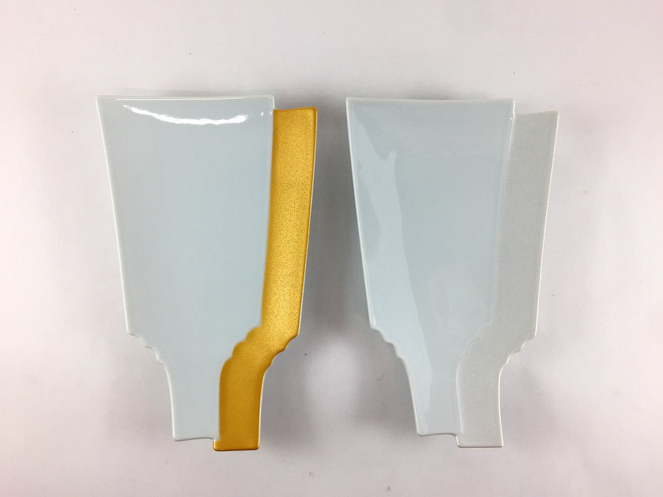 羽子板重ね銘々皿　(錦金彩/錦銀彩)　17cm　有田焼(j.R)