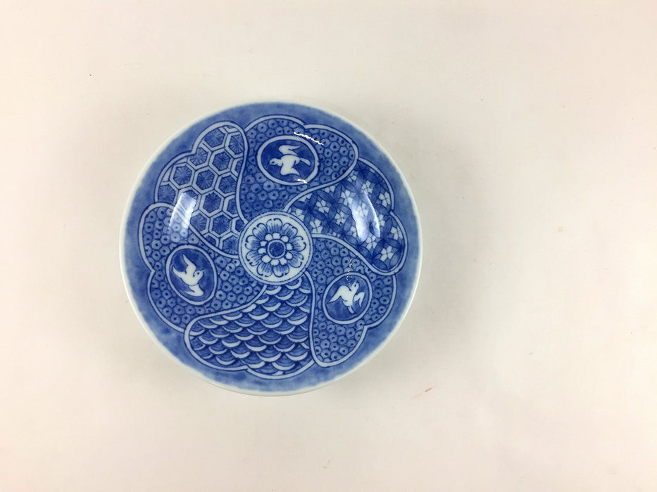 染付千鳥祥瑞　四寸小皿　12cm　有田焼(j.R)