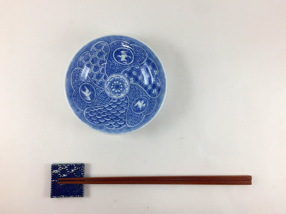 染付千鳥祥瑞　四寸小皿　12cm　有田焼(j.R)