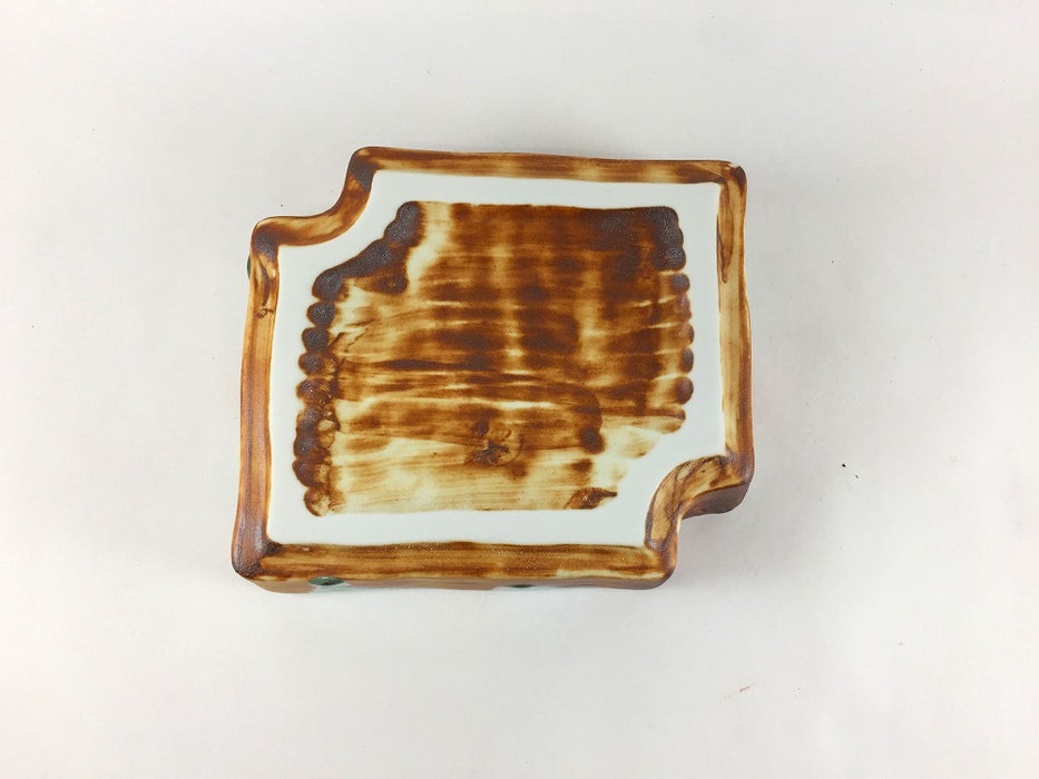 辰砂流し　違い角付立正角向付　14.5cm　有田焼(j.R)