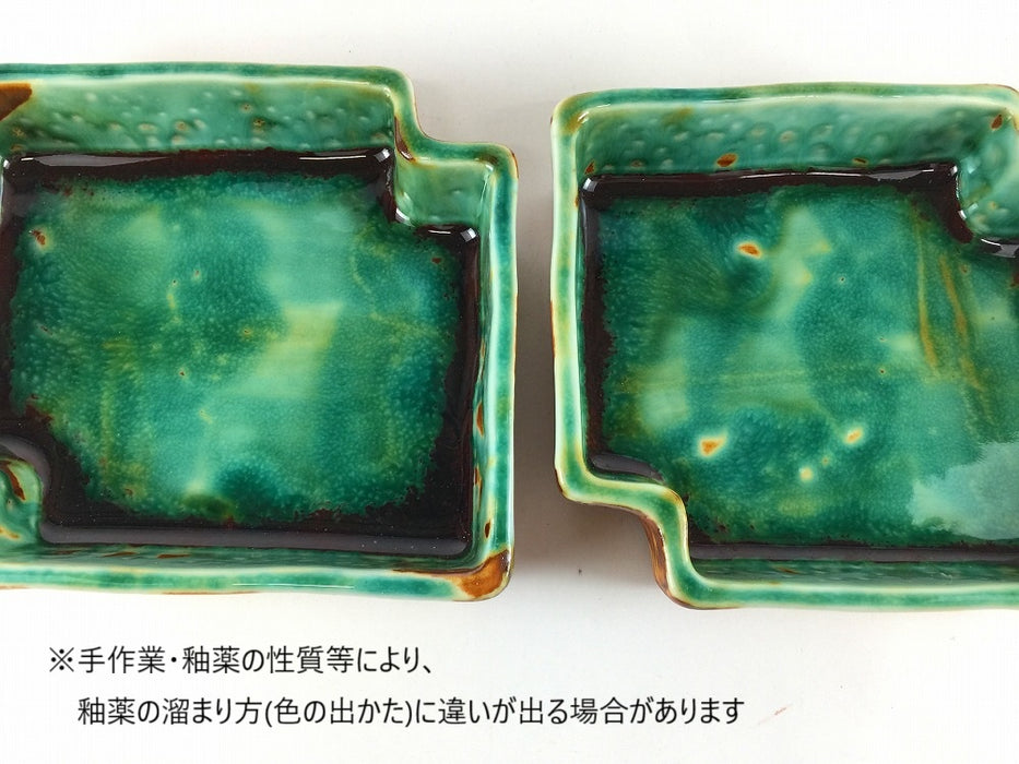 辰砂流し　違い角付立正角向付　14.5cm　有田焼(j.R)