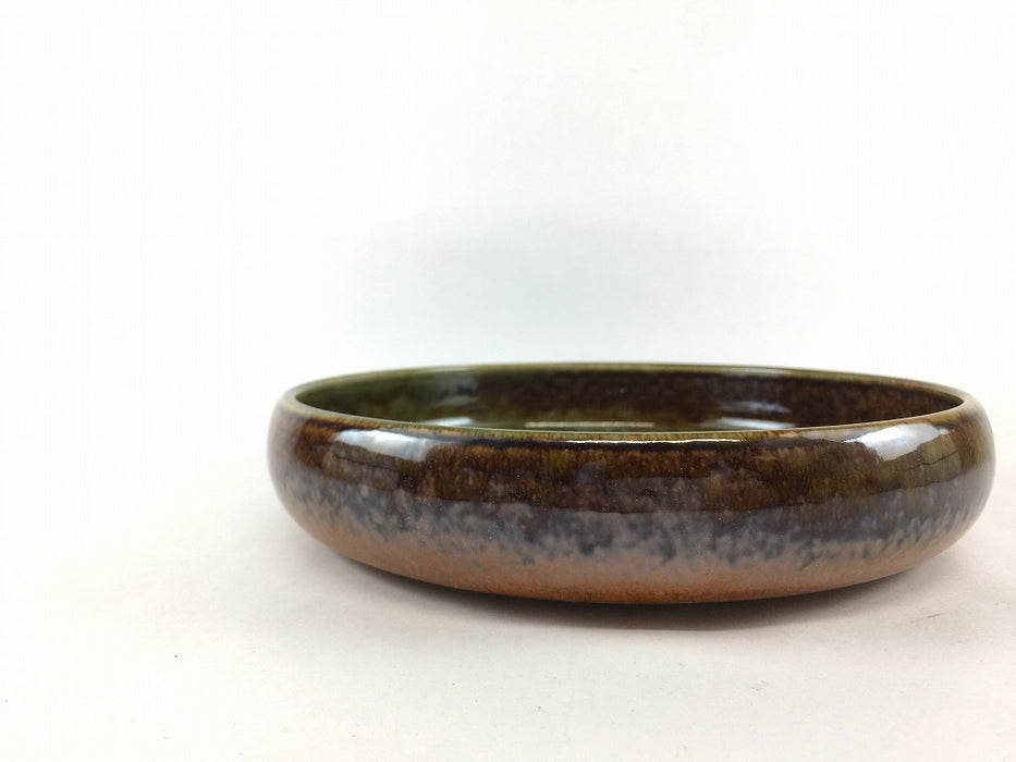 苔色　しのぎ彫鉄鉢形6.5寸皿　18.5cm　有田焼(j.R)