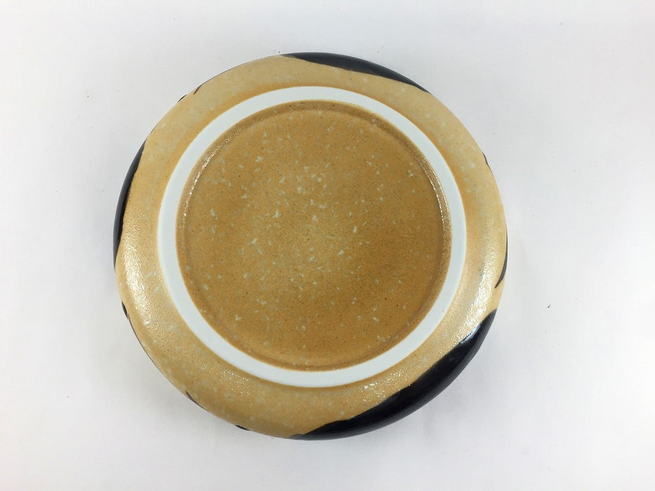 黒織部草絵　鉄鉢形6.5寸皿　18.5cm　有田焼(j.R)