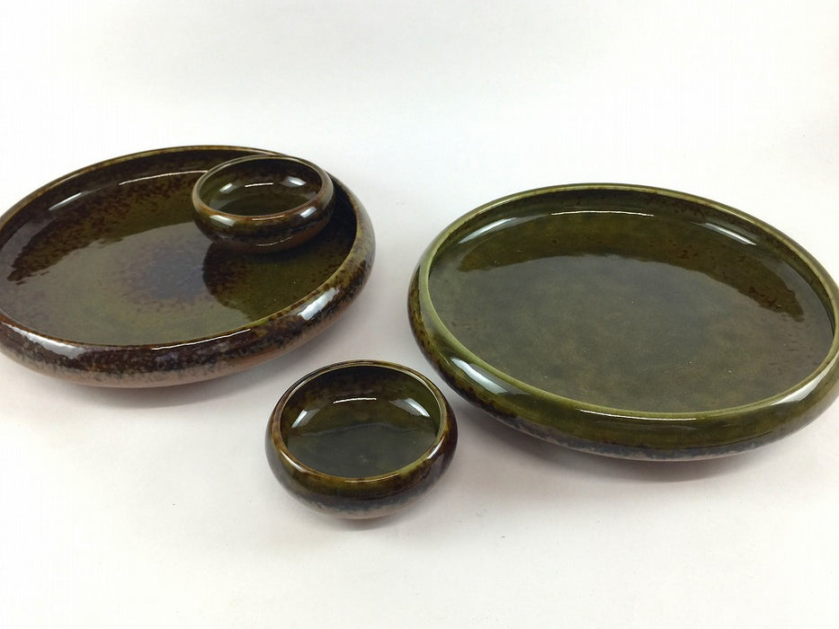 苔色　鉄鉢形千代口　6cm　有田焼(j.R)