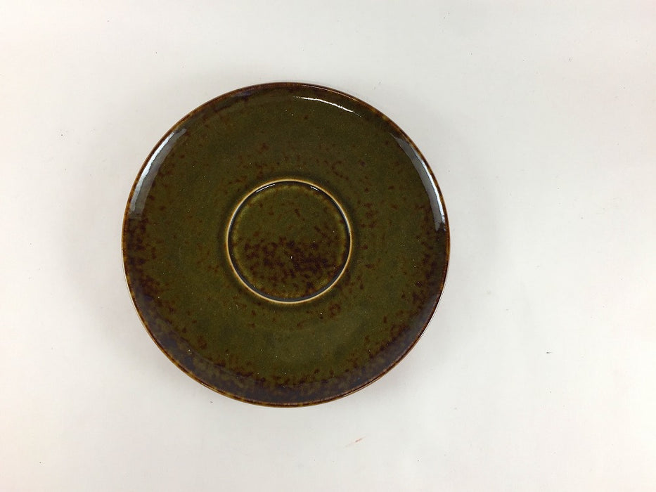 115栗蓋物　苔色　台皿付　12cm　有田焼(j.R)