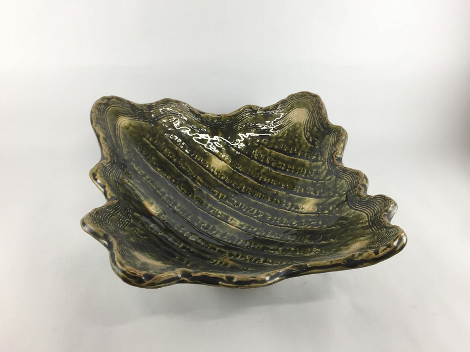 【SALE】織部黄瀬戸小紋渕波型8寸鉢　24cm　美濃焼【訳あり】