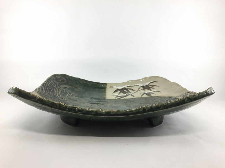 【SALE】織部白タタキ笹盛込皿　31cm　美濃焼【訳あり】