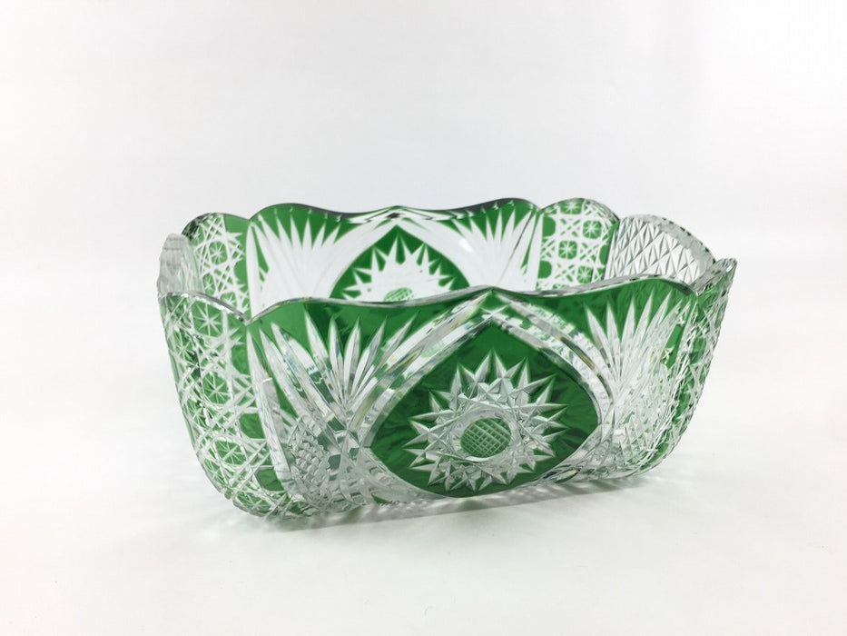 【SALE】緑切子　長向　15cm【訳あり】