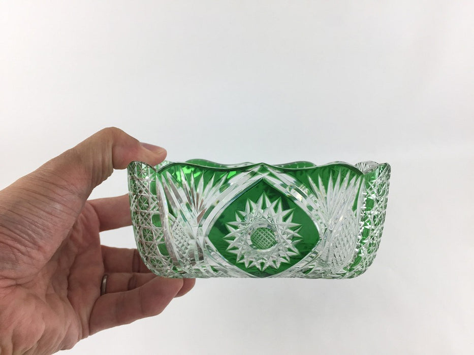 【SALE】緑切子　長向　15cm【訳あり】