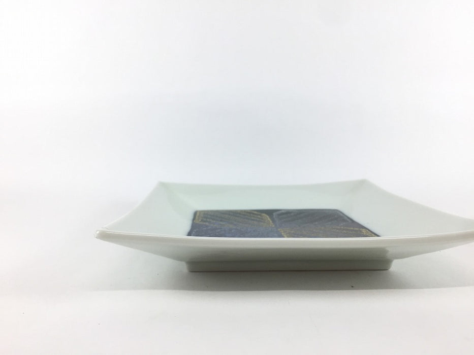 【SALE】紺地金銀花正角皿　16cm　有田焼(j.R)【訳あり】