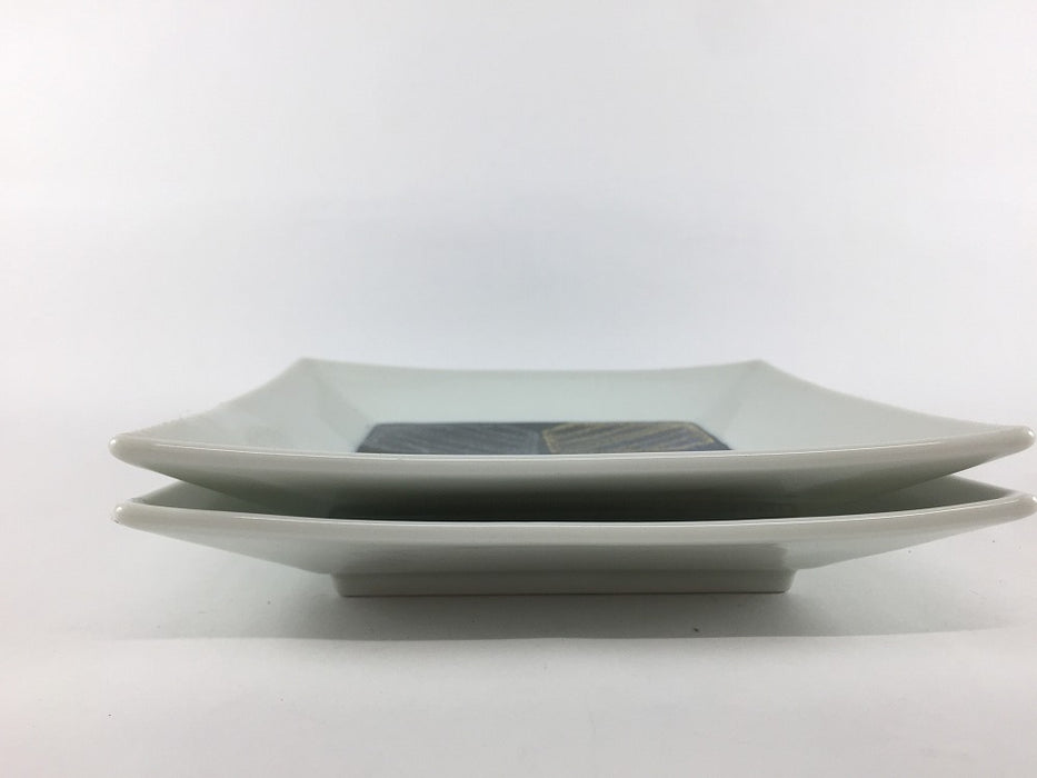 【SALE】紺地金銀花正角皿　16cm　有田焼(j.R)【訳あり】