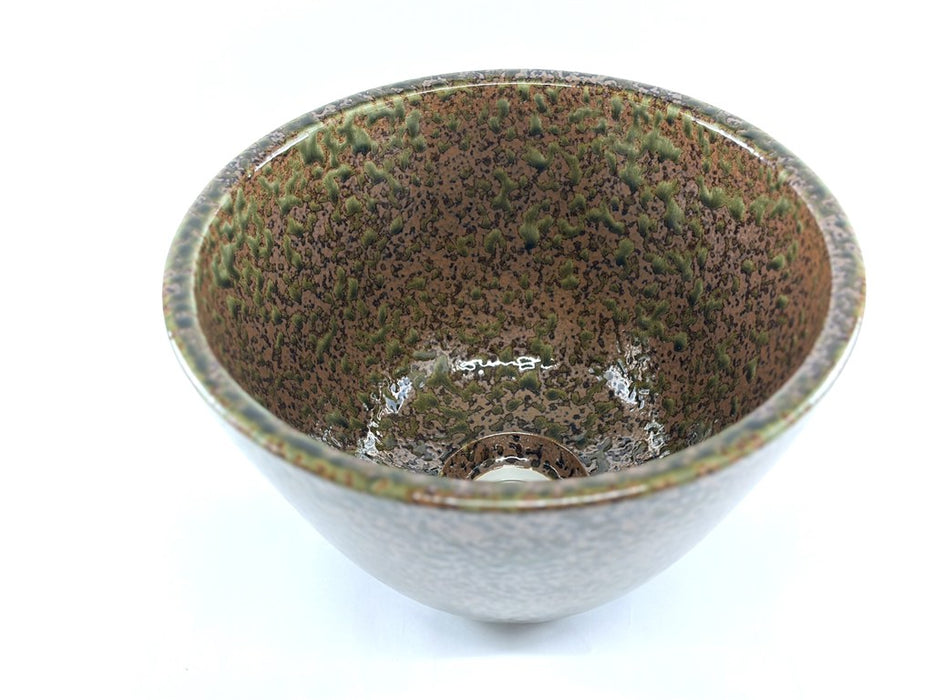 【SALE】25cm手洗い鉢.斑緑彩【金具別】【訳あり】(j.R)