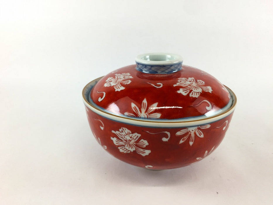 11cm段蓋物.赤塗古伊万里　有田焼宝泉窯(j.R)
