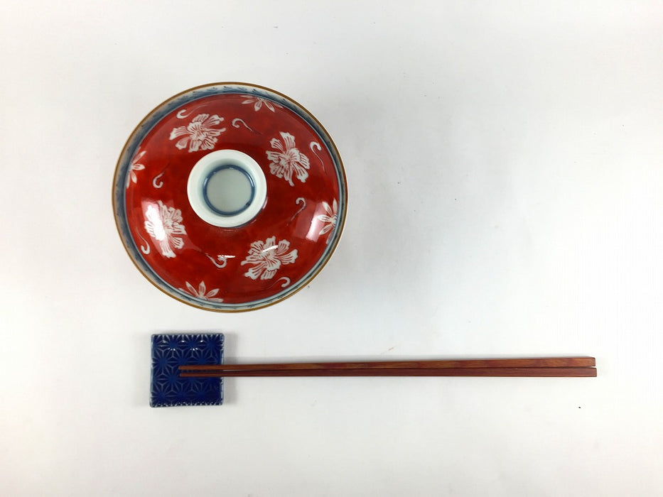 11cm段蓋物.赤塗古伊万里　有田焼宝泉窯(j.R)