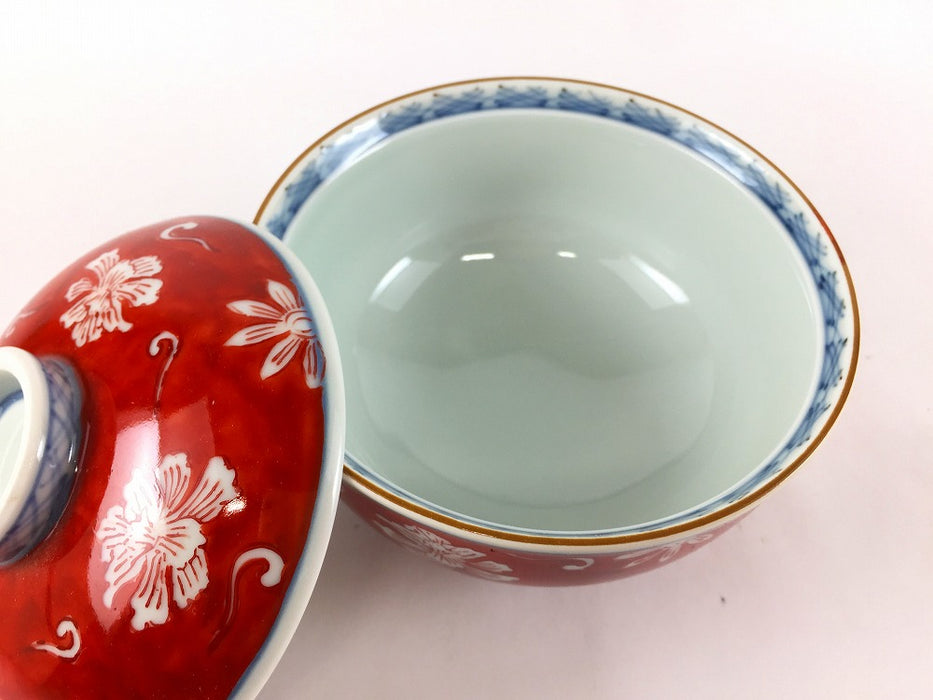 11cm段蓋物.赤塗古伊万里　有田焼宝泉窯(j.R)