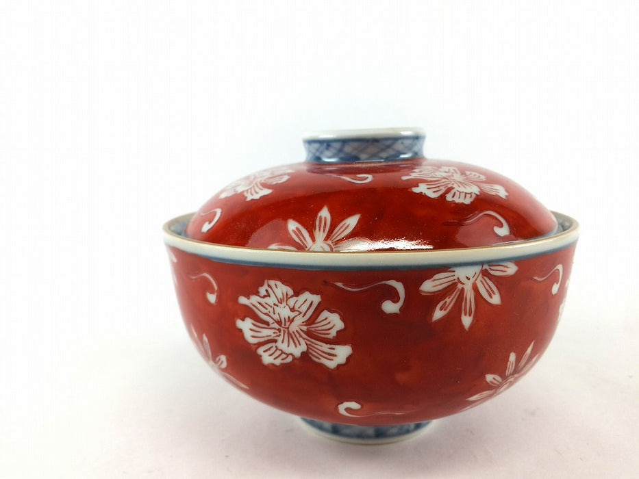 11cm段蓋物.赤塗古伊万里　有田焼宝泉窯(j.R)